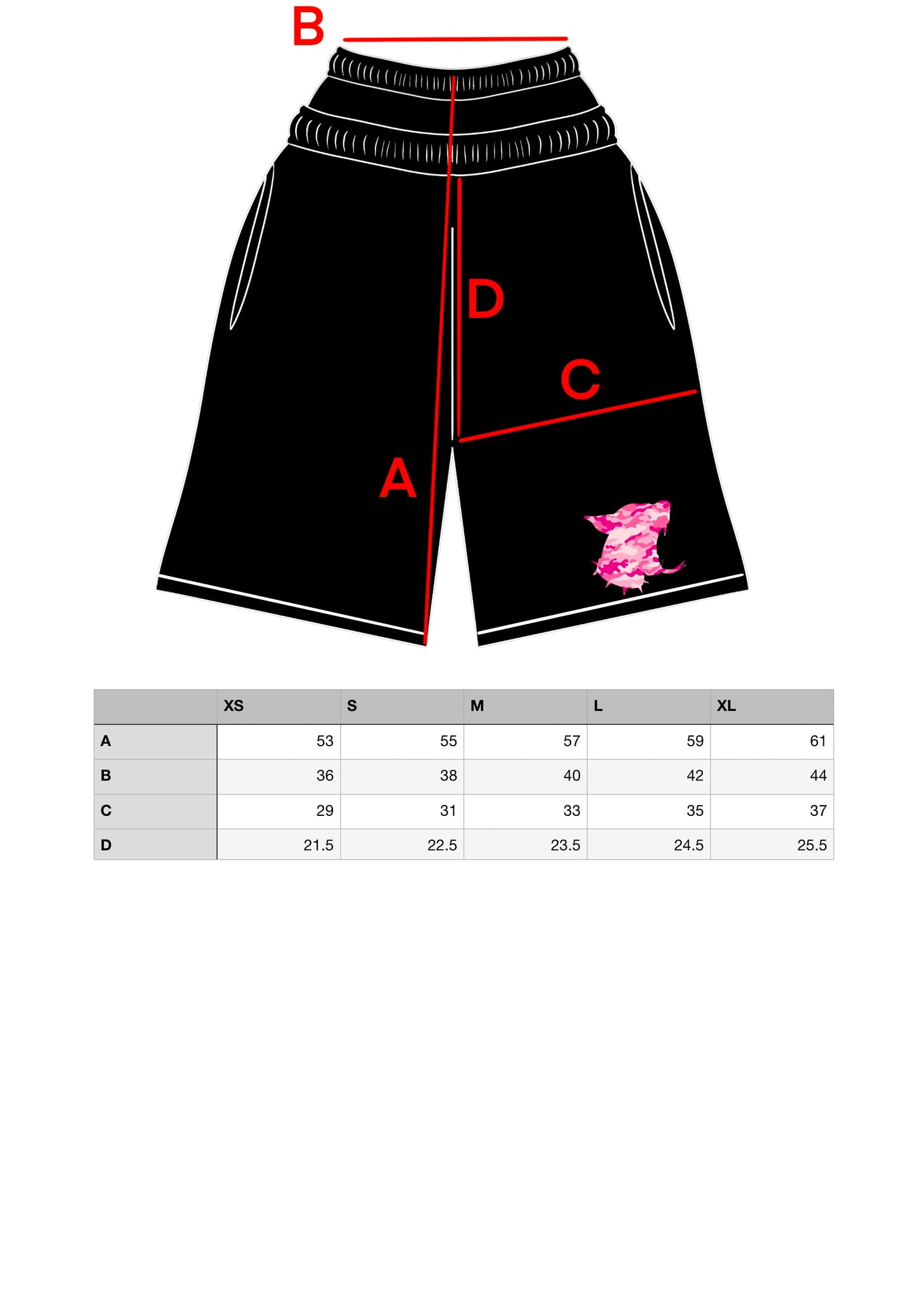 Camo CrawlHeart Shorts Black