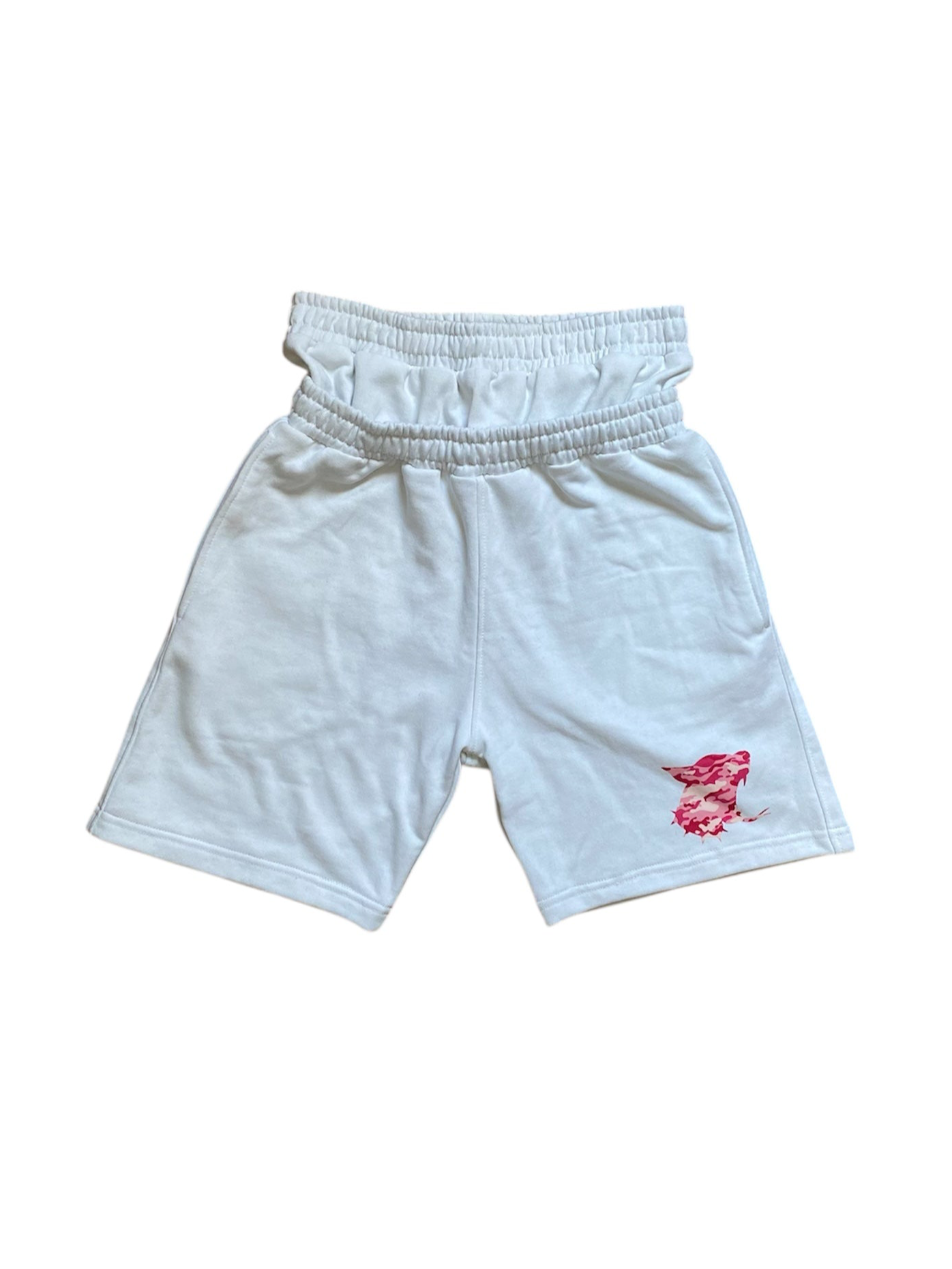 Camo CrawlHeart Shorts White