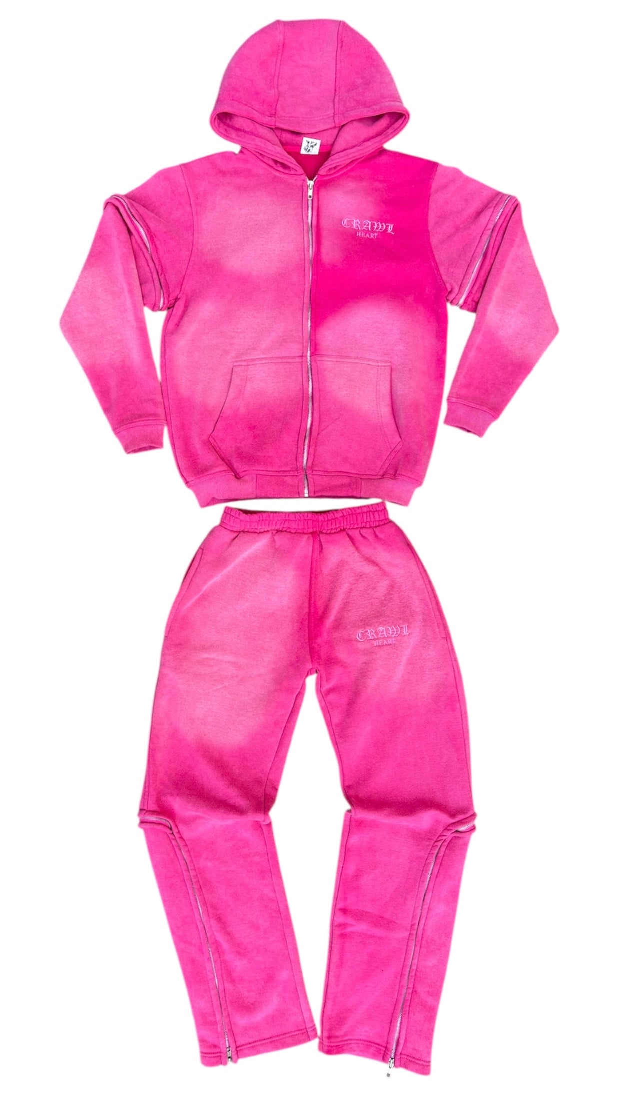 Pink Custom Zipper Tracksuit