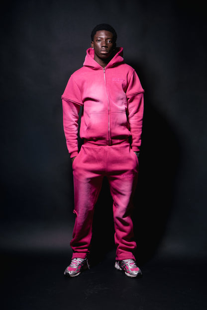 Pink Custom Zipper Tracksuit